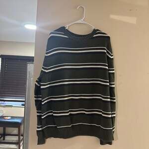 St. John's Bay Men's XL Olive Green Striped Knit Crewneck Sweater